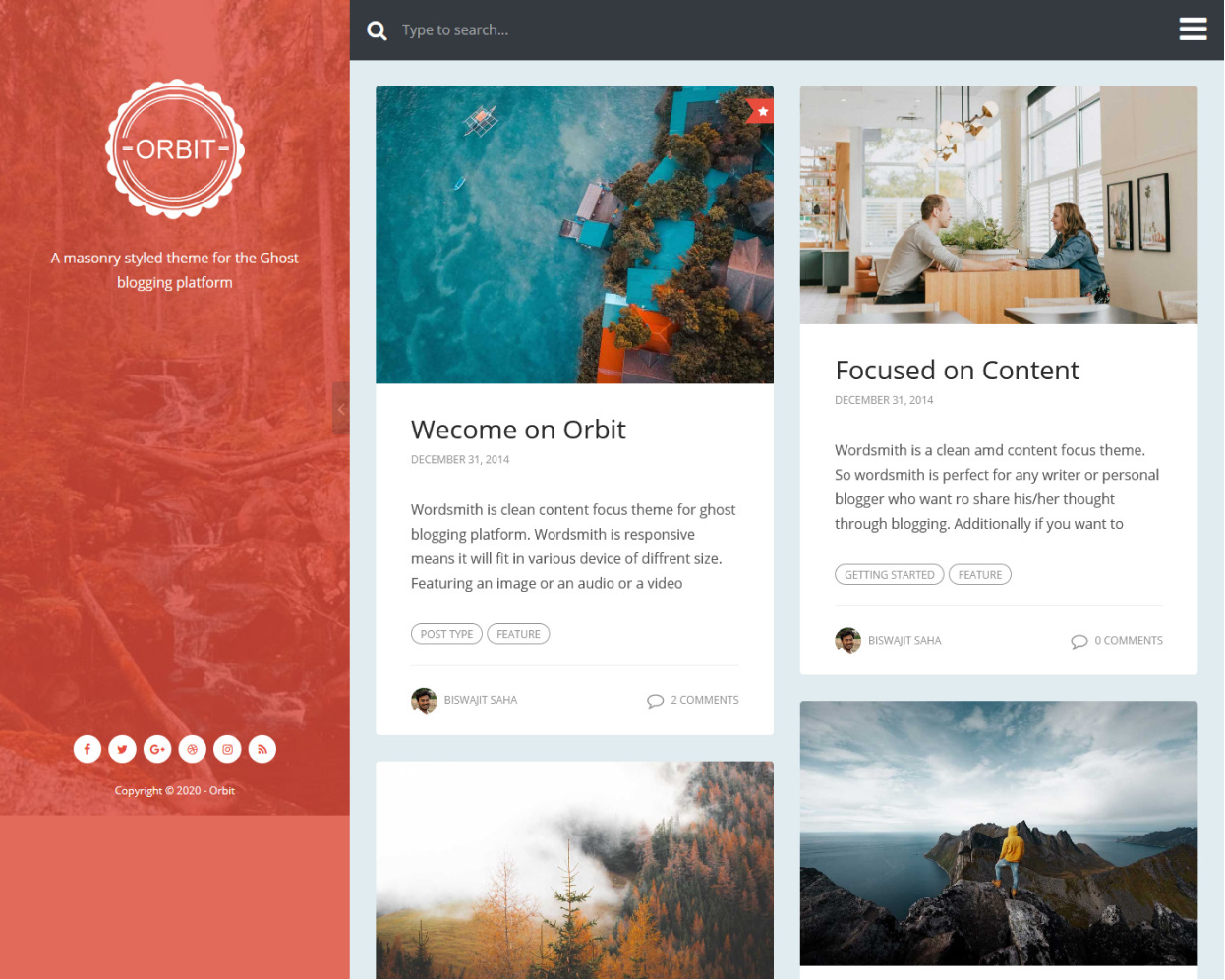 Orbit theme screenshot